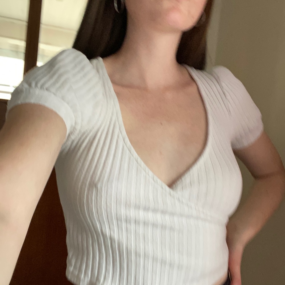 Urban Outfitters white crossover cap sleeve top